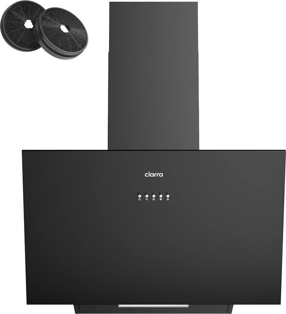 CIARRA Kopffreihaube Dunstabzugshaube VMB6762A in Schwarz, Breite: 60 cm, A+++ Energieeffizienzklasse, 674 m³/h Luftleistung, Umluft und Abluft mit LED-Display - Bild 1