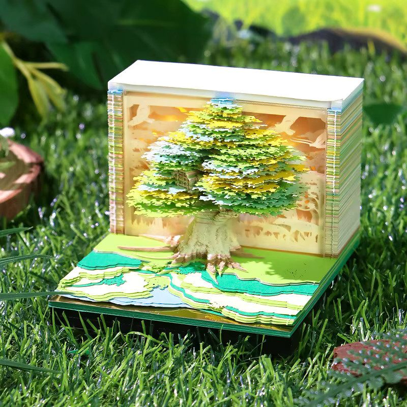 3D-Notizblock 2026 Kalender Desktop-Dekor Sakura Baumhaus in Multicolour - Bild 3