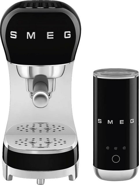 Smeg Espressomaschine ECF12BLEU Schwarz mit Milchaufschäumer und Tassenwärmer aus Edelstahl - Bild 1