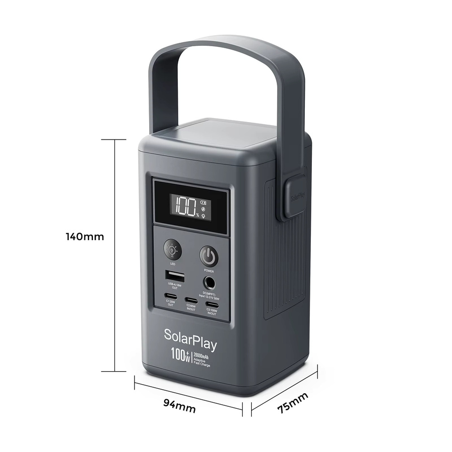 SOLARPLAY Q100 Tragbare Powerstation 25000mAh mit 100W USB-C Ausgang als Solargenerator für Camping und Reisen - Bild 7