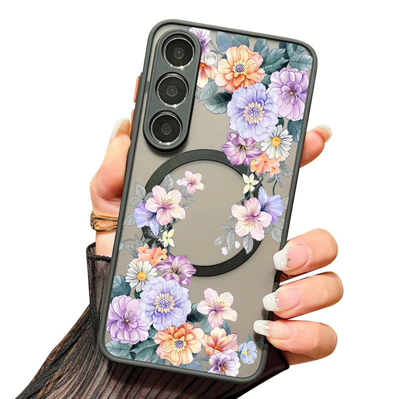 Magnetische Handyhülle mit Blumenmuster für Samsung Galaxy S26 S25 S24 S23 Ultra S25 S24 FE A17 A37 A56 A55 A36 A16 A54 Acryl-Cover in Multicolour und Black - Bild 3