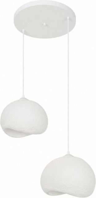 Opviq Pendelleuchte Yontu in Weiß aus Metall und Polyester-Mischgewebe mit 2 E27 Fassungen, B/H/T: 29 x 120 x 34 cm - Bild 1