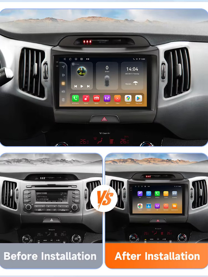 OSSURET 2Din Android 14 Autoradio für KIA Sportage 3 (2010-2016) mit 360-Grad-Kamera, GPS, 4G, Carplay und intelligentem Bildschirm in Schwarz - Bild 2