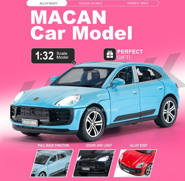 RMZ city Porsche Macan Panamera Modellauto, 1:32 Maßstab, mit Licht und Sound - Bild 1
