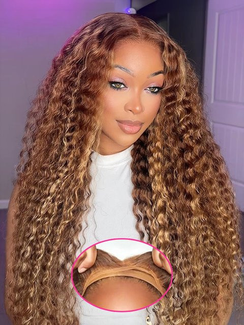 CEXXY Perücke, Echthaar, Deep Wave, Ombre Highlight, Glueless, HD Lace Frontal - Bild 1