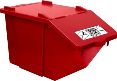 Wertstoffsammler Ökonom Curver rot, stapelbar, mit Deckel und Etikettenhalter, 45 l, B: 31,0 cm, T: 30,0 cm, H: 45,0 cm - Bild 1