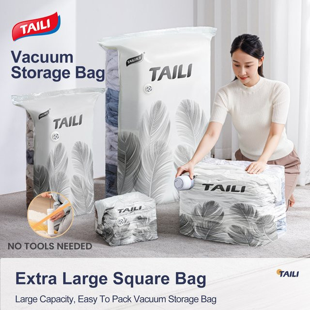 TAILI Vakuum-Aufbewahrungsbeutel für Matratzen und Decken, wasserdichte Kompressionsbeutel für Kleidung und Gepäck, transparent - Bild 1