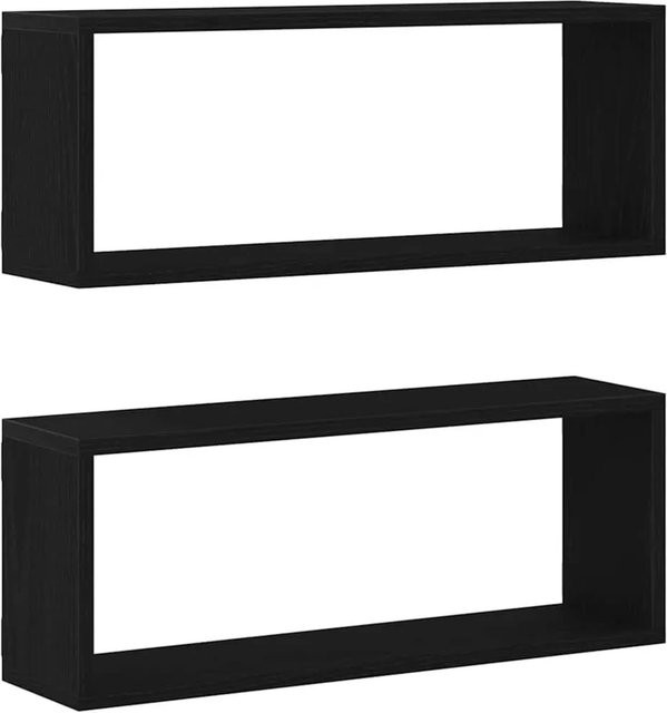 vidaXL Wandregale Set 2 Stück in Schwarz und Eichen-Optik, B/T/H: 60 x 15 x 23 cm - Bild 1