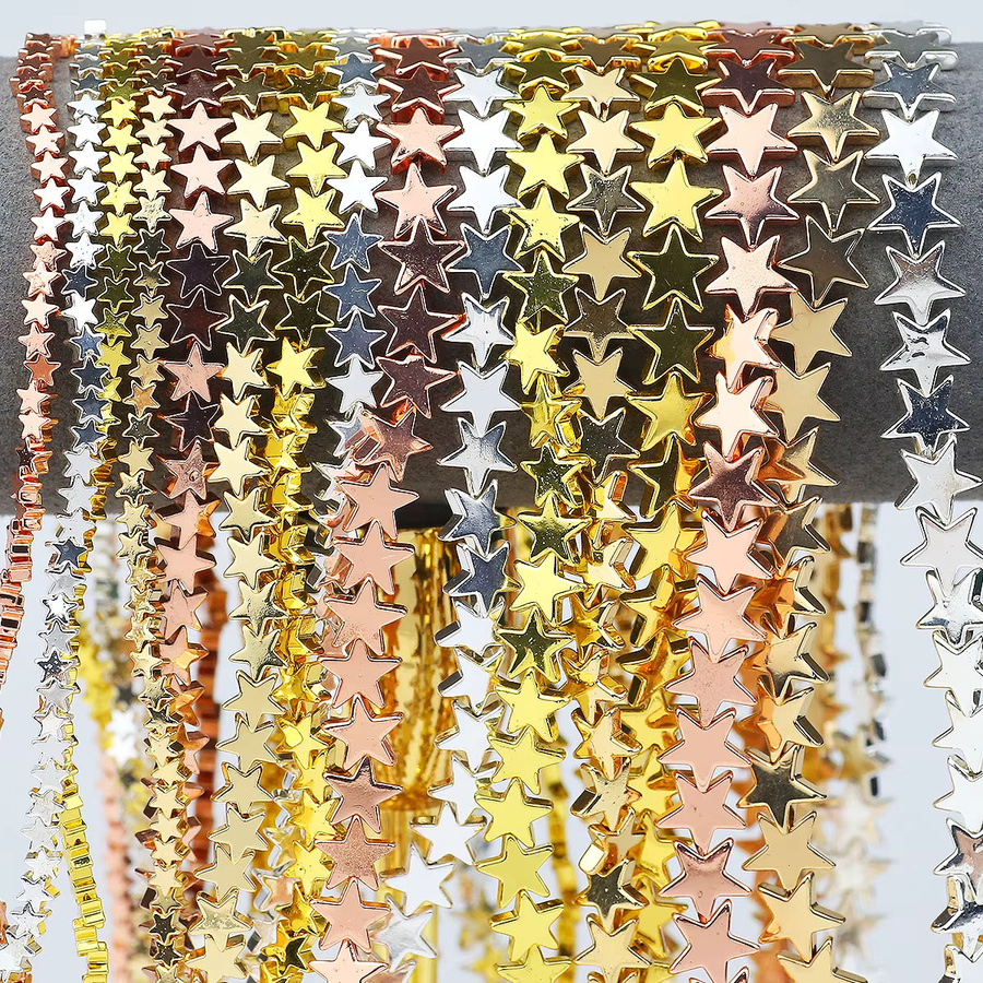 Stern-Hämatit-Perlen, goldfarben, Unisex, 4-10 mm - Bild 2