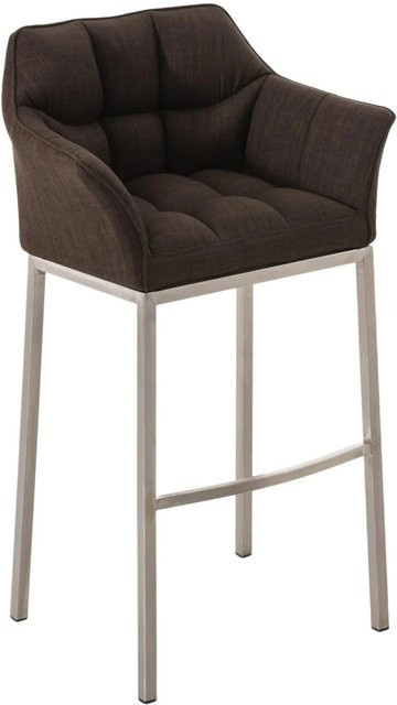 DELUKE Barhocker GIBEL Barstuhl mit Lehne aus Stoff in Braun und Silber, B/T/H: 64 x 48 x 110 cm - Bild 1