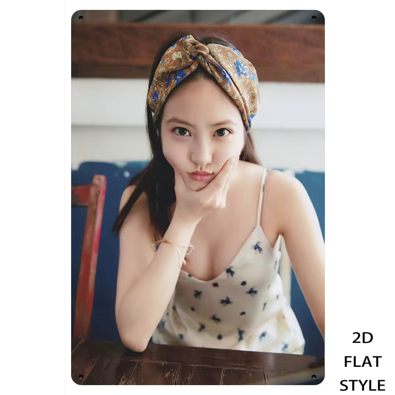 HELLOYOUNG Retro Girl Bandana Metallschild Wanddekoration, B: 30 cm, H: 20 cm, Mehrfarbig - Bild 3
