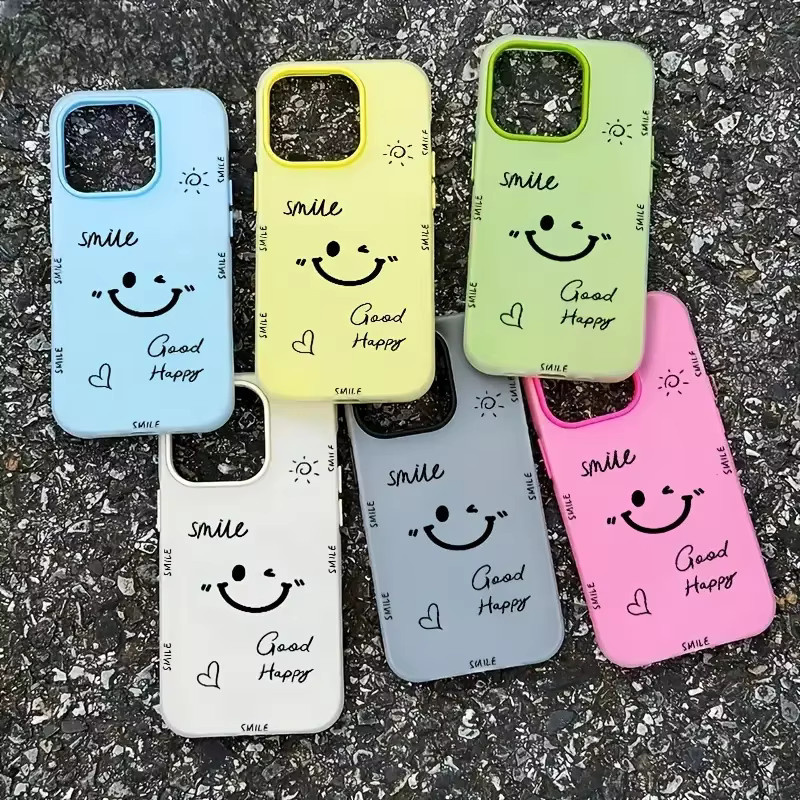Stoßfeste iPhone Hülle mit lächelndem Gesichts-Gelee-Design in Weiß für iPhone 17, 16, 15, 14, 13, 12 und 11 Pro Max Plus - Bild 2