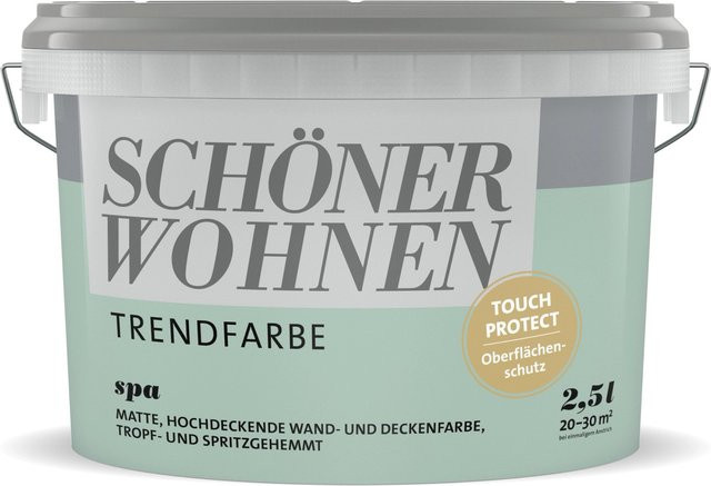 Schöner Wohnen Wandfarbe Plaster in Trendfarbe Spa Matt, Grün, 2,5 l - Bild 1