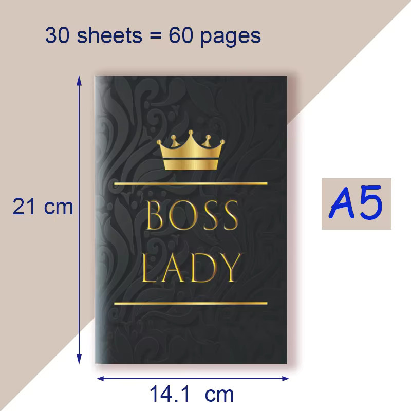 LERNEJO A5 Notizbuch Boss Lady mit goldener Krone in Schwarz und Gold mit Hardcover - Bild 3
