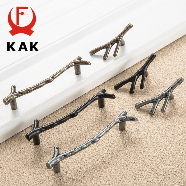 KAK 10 Stück Baumzweig Möbelgriffe für Küchenschränke und Schubladen in Schwarz, Silber oder Bronze, Länge: 96 mm oder 128 mm - Bild 1