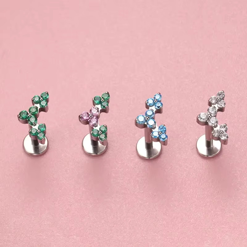 ZOORBODY JEWELRY Labret Flachpiercing, Titan, Zirkonia, Unisex - Bild 2