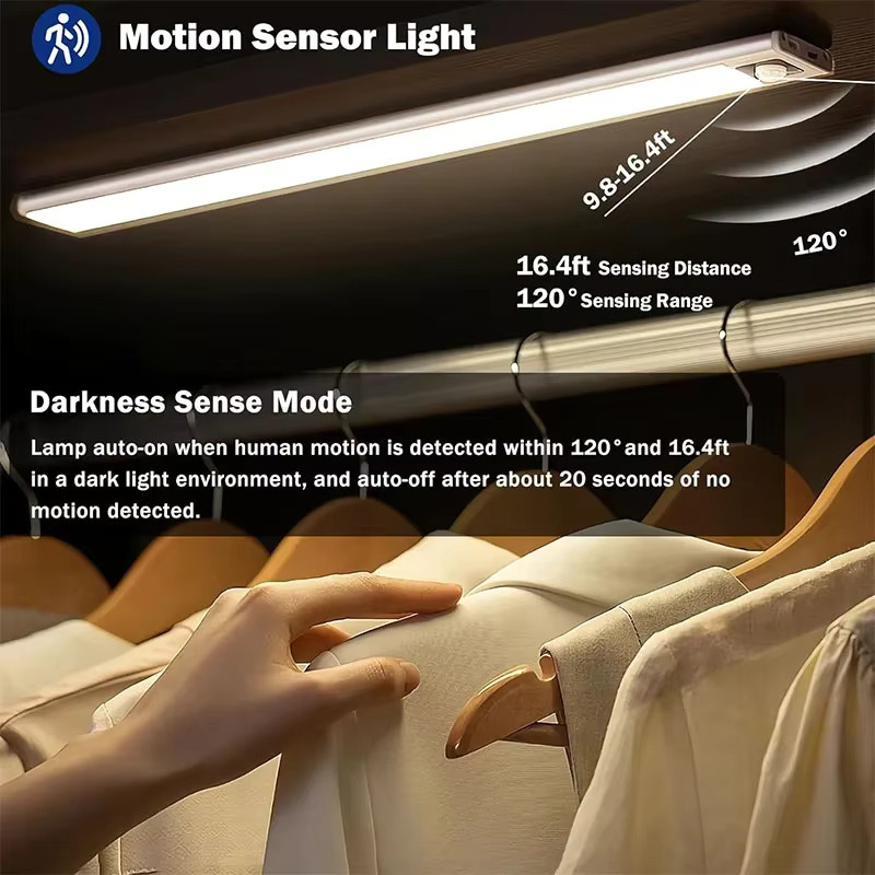 TLEDMP LED-Unterschrankleuchte mit Bewegungsmelder, magnetisch und wiederaufladbar, Farbe: Weiß oder Silber - Bild 3