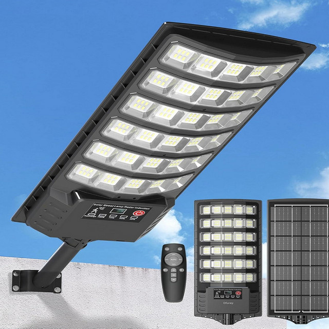 YQCHEZI Solar-Straßenlaterne für den Außenbereich mit LED und Bewegungssensor, wasserdichtes Solarlicht in Schwarz für Garten und Wandmontage - Bild 1