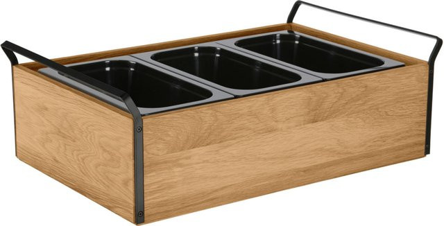 VEGA Buffet-Kühltablett Esino hoch aus Melamin in Eiche/Schwarz, B/T/H: 61,9 x 38,6 x 20,9 cm - Bild 1