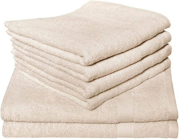 Dyckhoff Handtuchset Planet Sand 6-tlg. aus Baumwolle mit Bordüre und schnelltrocknender Eigenschaft