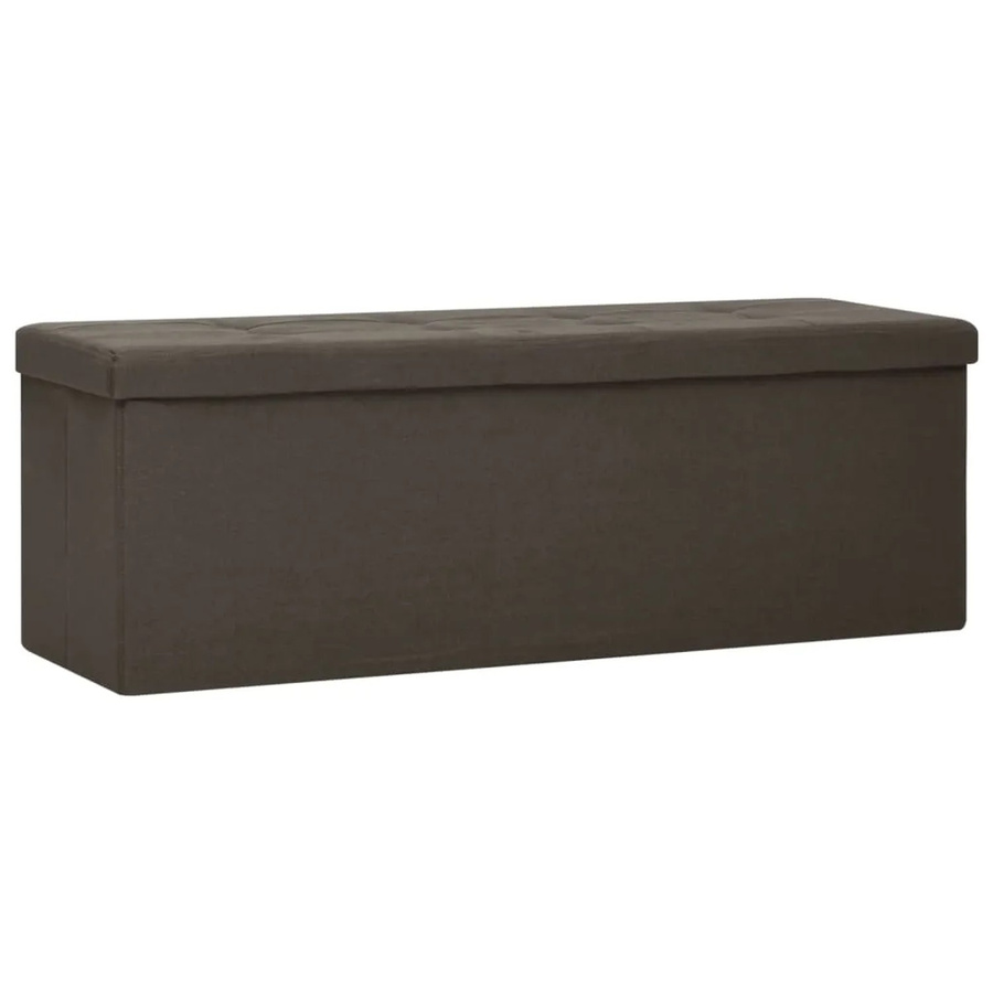 vidaXL Faltbare Sitzbank mit Stauraum in Dunkelbraun mit Leinenoptik, B/T/H: 110 x 38 x 38 cm - Bild 2