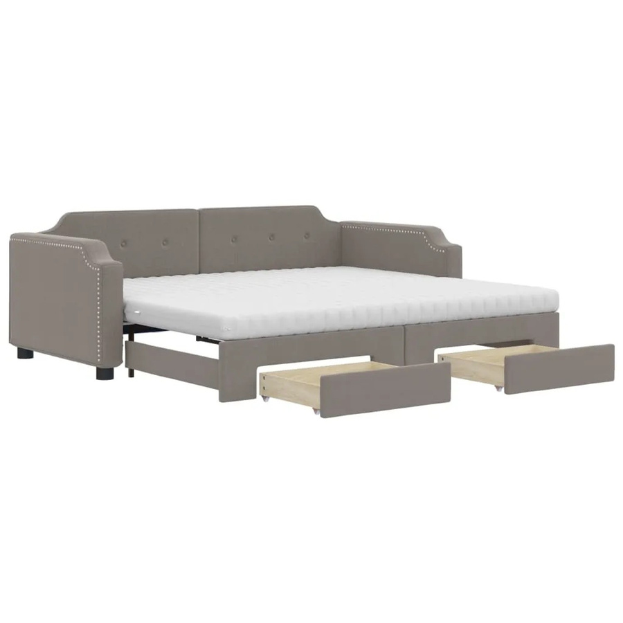vidaXL Tagesbett ausziehbar mit Schubladen in Taupe mit Polsterung und Schaumstofffüllung - Bild 2
