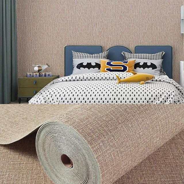 Selbstklebende 3D Leinentapete in Beige, wasserfeste Wandaufkleber aus Vinyl für Wohnzimmer, Schlafzimmer und Küche, B: 50 cm, L: 1000 cm - Bild 1