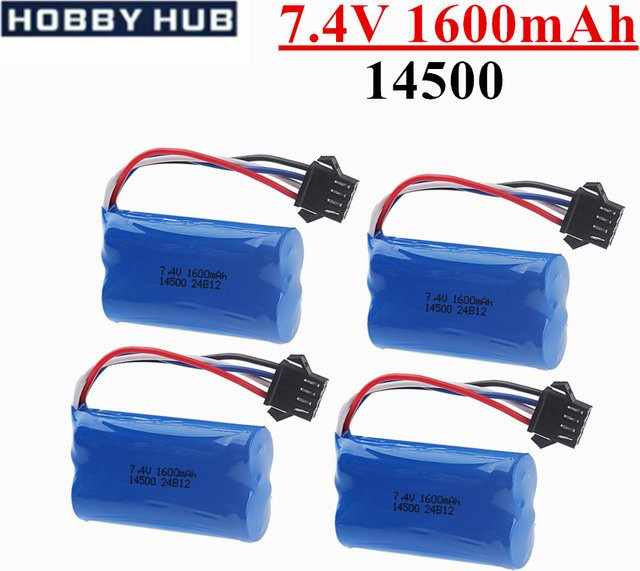 RC.BURST Li-Ion Akku-Set 7,4 V SM-4P 14500 Lipo mit Ladegerät 1600 mAh Blau für RC Spielzeugautos und Wasser-Kugel-Pistolen - Bild 1