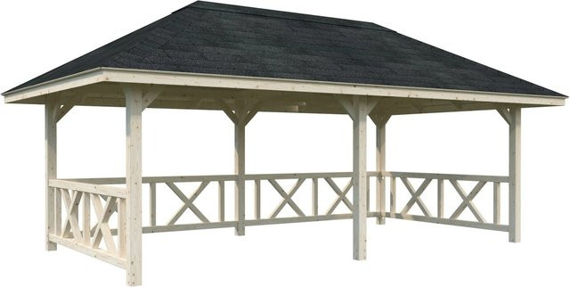 PALMAKO Pavillon Bianca Set 107 aus Fichtenholz in Braun mit transparentem Zeltdach, B/H/T: 588 x 319 x 300 cm - Bild 3