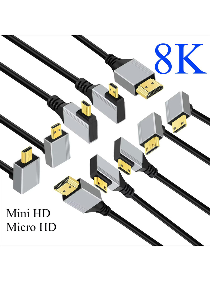BSN Mini/Micro HDMI Kabel 8K UHD mit 90 Grad Winkel für Laptop, Kamera und Tablet - Bild 6