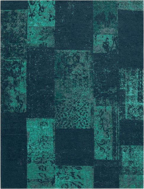 Flachgewebe-Teppich Marbella in Türkis mit geometrischem Industrial-Design, rutschfest und fußbodenheizungsgeeignet, B: 80 cm, L: 150 cm - Bild 1