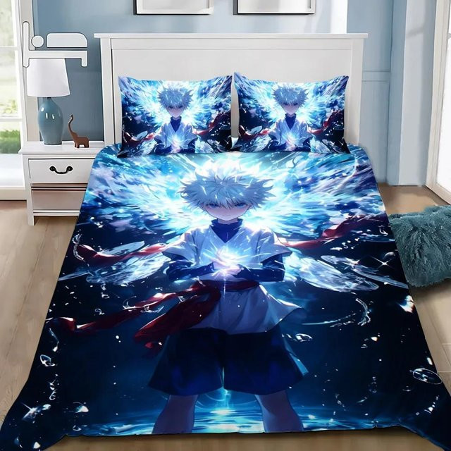 Allbestart Hunter x Hunter Bettwäscheset mit Bettbezug und Kissenbezug, Blau, B/H: 180 x 210 cm - Bild 1