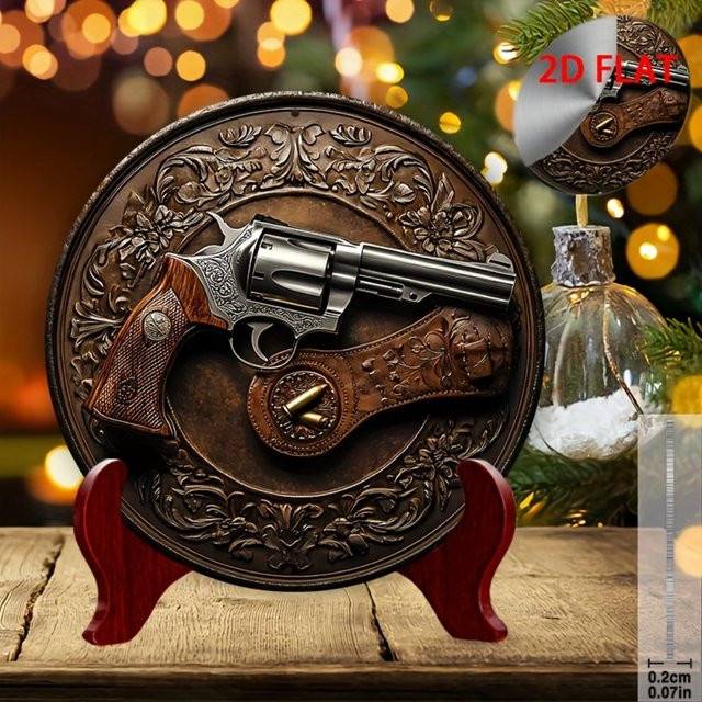 Potdemiel Vintage-Revolver- und Lederholster-Nachbildung mit floralem Design aus Metall - Bild 1