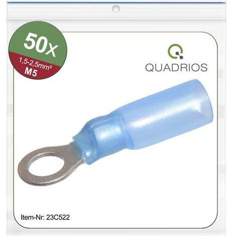 Quadrios 23C522 Ringkabelschuh Blau, Querschnitt max. 2,5mm², Loch-Ø 5,3mm, teilisoliert, 50 Stück - Bild 1