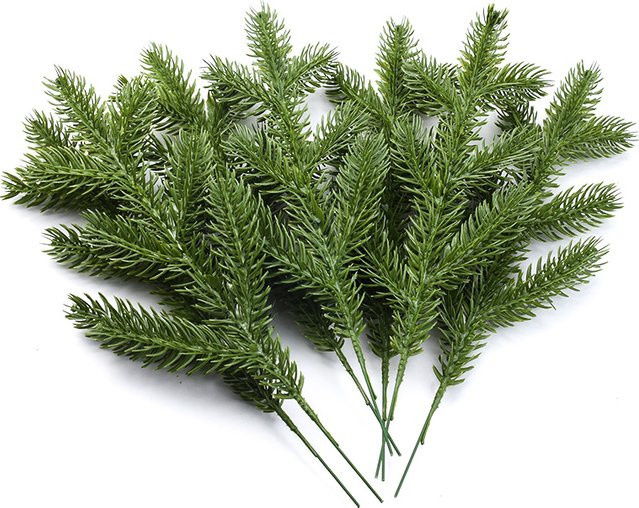 5er Set Künstliche Grüne Pflanzen für Weihnachtsdeko und DIY-Bastelarbeiten, Farbe: Grün - Bild 1