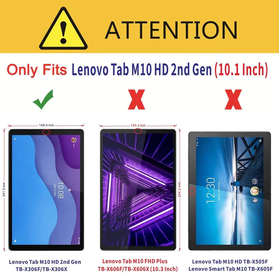 Displayschutzfolie aus Hartglas für Lenovo Tab M10 2. Generation 10,1 Zoll (TB-X306X X306F), transparent - Bild 2