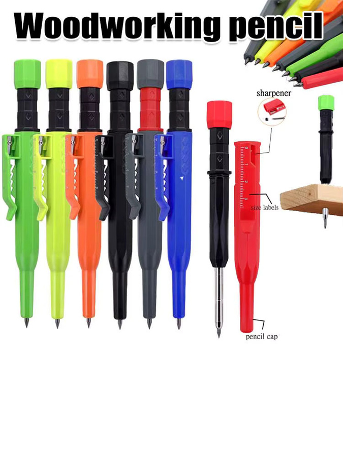 JOMPENS Zimmermannsbleistift mit 2,8mm Tiefloch-Spitze und Skala in Orange - Bild 7