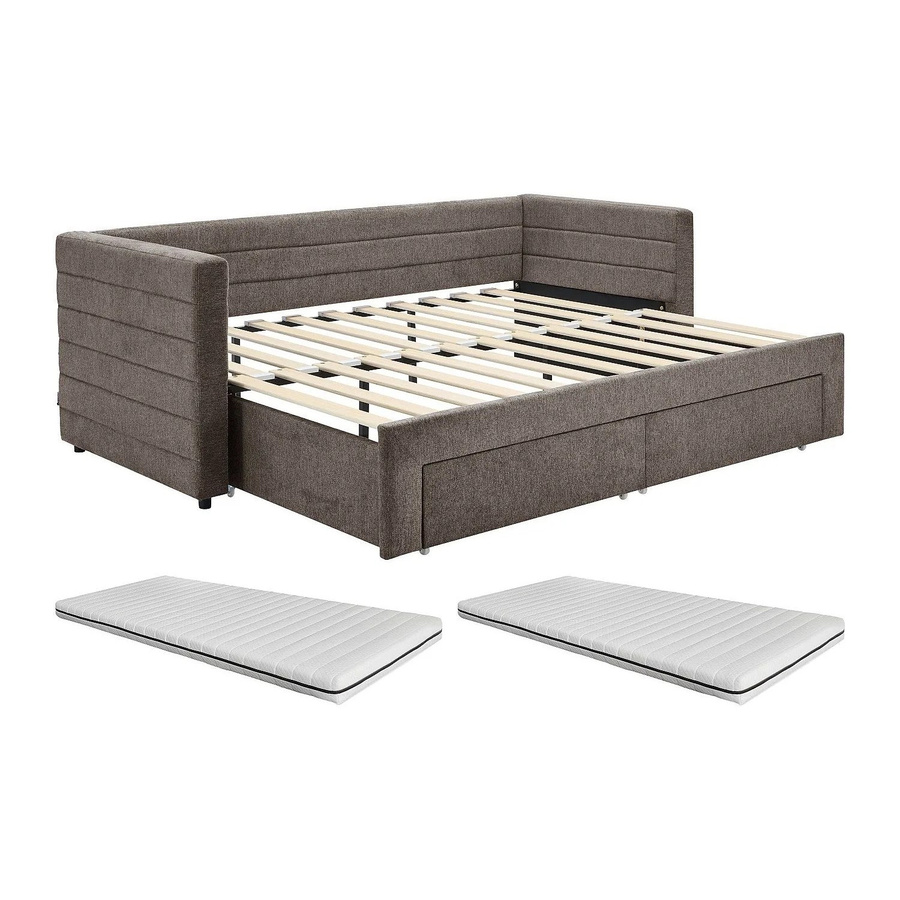 Vente-unique Sofabett Camity in Taupe mit Schlaffunktion und Auszugsschublade, Breite: 223 cm - Bild 2