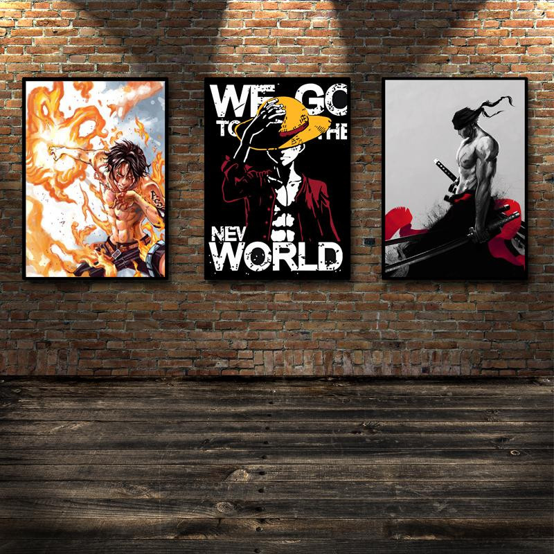 One Piece Anime Wandbild Luffy Wanted Fighting Leinwand Kunstdruck für dein Zuhause, B: 70 cm, H: 100 cm, Mehrfarbig - Bild 1