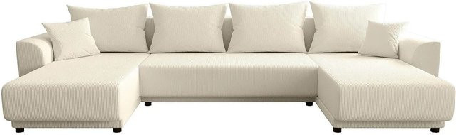 Schlafsofa Nessaro Vente-unique in Beige mit Cord-Bezug, Breite: 311 cm - Bild 1