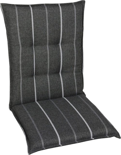 GO-DE TEXTIL Gartenauflage 2er Set Wendauflage für Mittellehner in Anthrazit aus Olefin mit Schaumstofffüllung - Bild 1
