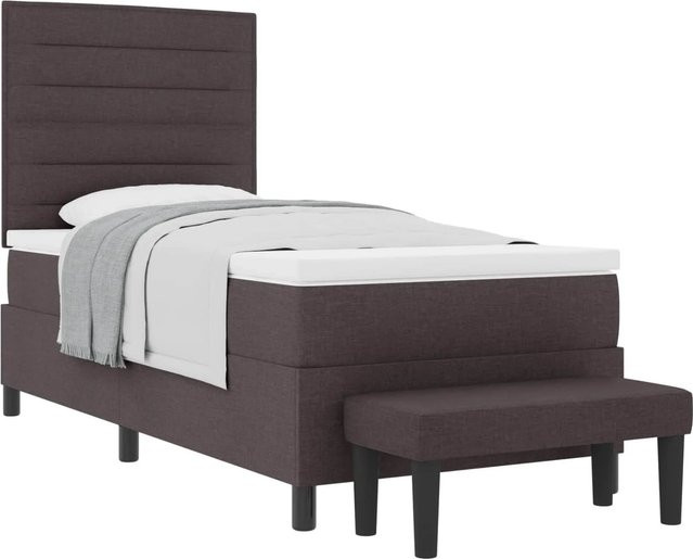 vidaXL Boxspringbett Dunkelbraun mit Matratze und Kopfteil aus Stoff, B/T/H: 100 x 200 x 128 cm - Bild 1