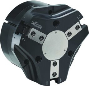 RÖHM Pneumatischer Zentrischgreifer RZP LKR220 in Schwarz aus Aluminium mit 3xM12 KH30 BH17 - Bild 1