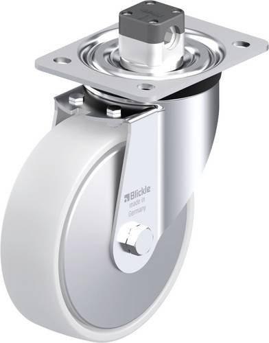 Blickle L-PO 160K-CS11-FA Stahlblech-Lenkrolle in Weiß mit Rad-Durchmesser 160 mm und einer Tragfähigkeit von 400 kg - Bild 1