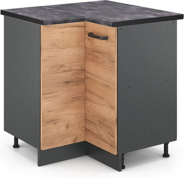 Vicco Eckunterschrank R-Line Goldkraft Eiche Anthrazit B/T/H: 75,6 x 60,0 x 81,6 cm - Bild 1