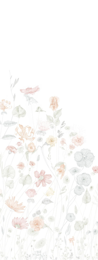 Isidore Leroy Mural Prairie Pastel Wandtattoo Panel C in Mehrfarbig mit floralem Design aus Vlies - Bild 1