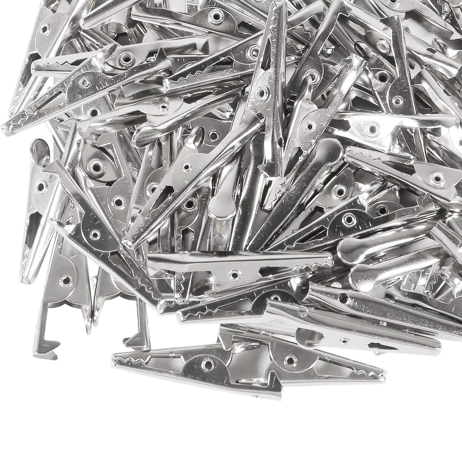 AOKIN Mini Alligator Clips aus Metall in Silber, 50 Stück für elektrische Tests und Batterietests, Größen: 28 mm, 35 mm und 45 mm - Bild 2