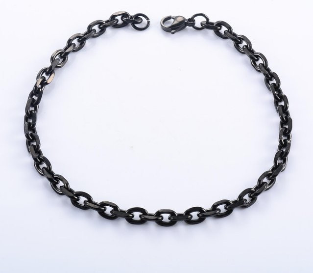 Armband Edelstahl, Rolo, Schwarz, 3mm, 16cm, Unisex - Bild 1