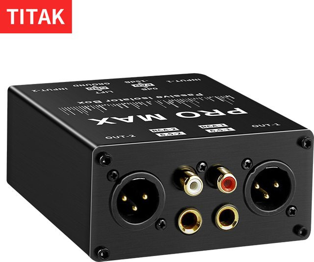 TITAK 2-Wege-Audio-Isolator Noise Eliminator Zweikanal-Rauschfilter für Mixer und Live-Übertragung in Schwarz mit XLR, 6,5 mm und RCA Lotus Anschlüssen sowie 3,5 mm Klinke - Bild 1