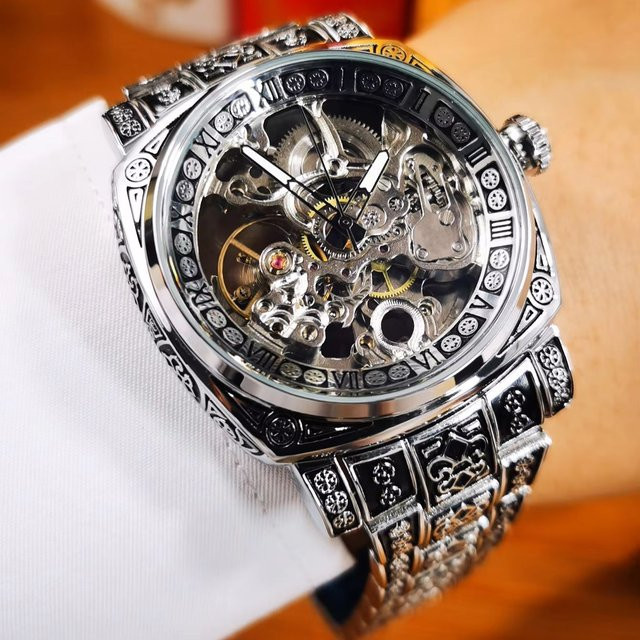 Forsining Armbanduhr Automatik, Edelstahl, Eckig, Silber, Herren - Bild 1
